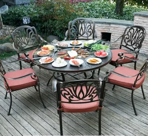 Bàn Ghế Sân Vườn Kèm Bếp Nướng BBQ