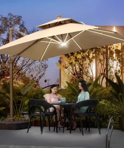 Dù Lệch Tâm Vuông 3m Nâng Hạ Xoay 360 Có Đèn Led