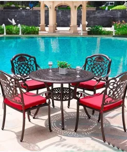 Bàn Ghế Ngoài Trời Nhôm Đúc D100