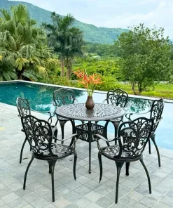 Bộ Bàn Ghế Sân Vườn Nhôm Đúc D90-6GH