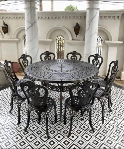 Bộ Bàn Ghế Sân Vườn Ngoài Trời Nhôm Đúc D150