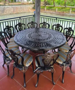 Bộ Bàn Ghế Sân Vườn Ngoài Trời Nhôm Đúc D150