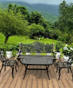 Bộ Bàn Ghế Công Viên Ngoài Trời Nhôm Đúc D102