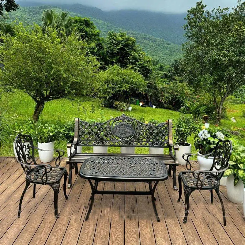 Bộ Bàn Ghế Công Viên Ngoài Trời Nhôm Đúc D102