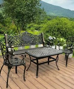 Bộ Bàn Ghế Công Viên Ngoài Trời Nhôm Đúc D102