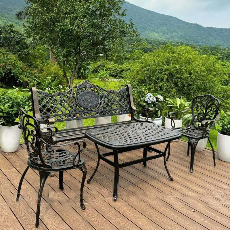 Bộ Bàn Ghế Công Viên Ngoài Trời Nhôm Đúc D102