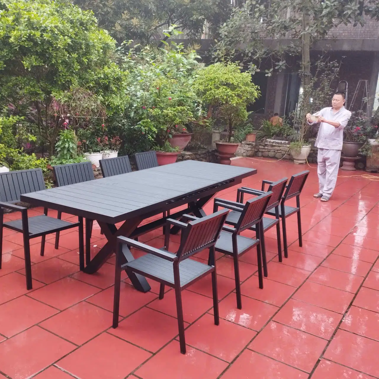 Bộ Bàn Ghế Công Viên Ngoài Trời Nhôm Đúc D102