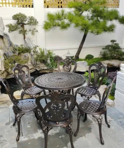 Bộ Bàn Ghế Sân Vườn Nhôm Đúc 6 Ghế D80