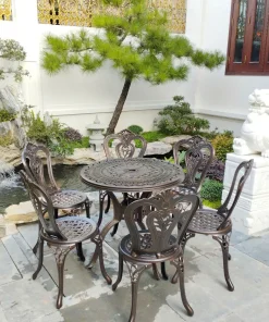 Bộ Bàn Ghế Sân Vườn Nhôm Đúc 6 Ghế D80