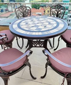 Bàn Ghế Nhôm Đúc Mặt Đá D94 6 Ghế