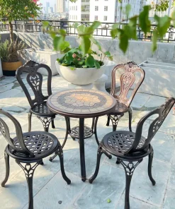 Bộ Bàn Ghế Ngoài Trời Mặt Đá D60 4 Ghế