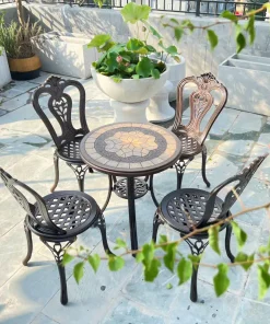 Bộ Bàn Ghế Ngoài Trời Mặt Đá D60 4 Ghế
