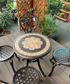 Bộ Bàn Ghế Ngoài Trời Mặt Đá D60 4 Ghế