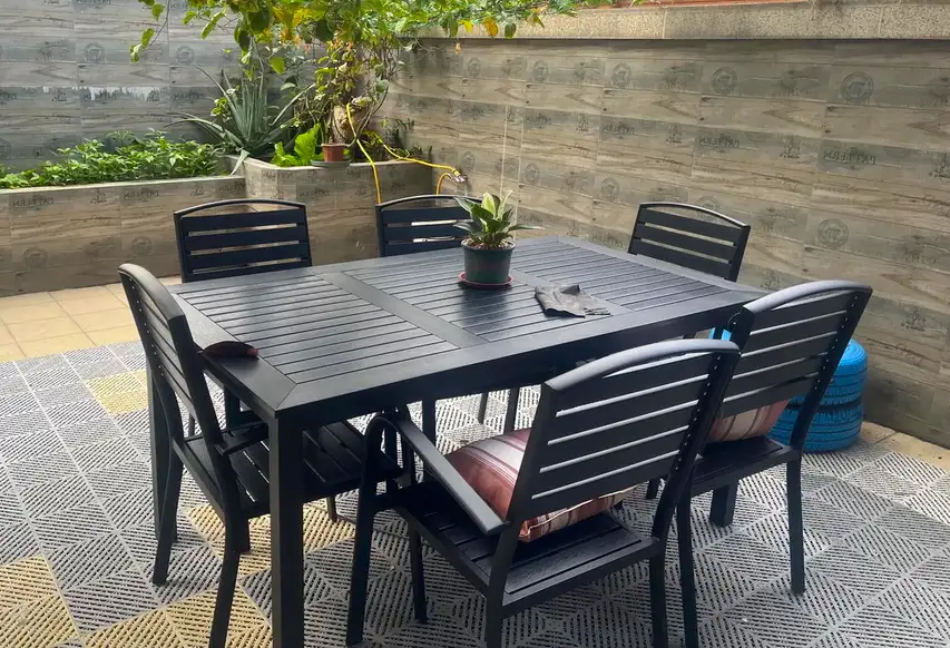 Bộ Bàn Ghế Sân Vườn Ngoài Trời Hình Chữ Nhật D160