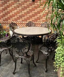 Bộ Bàn Ghế Ngoài Trời Nhôm Đúc Mặt Đá D120-10G