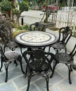 Bộ Bàn Ghế Ngoài Trời Mặt Đá 6 Ghế