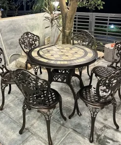 Bộ Bàn Ghế Ngoài Trời Mặt Đá 6 Ghế