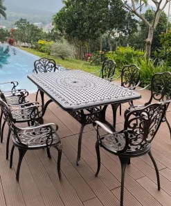 Bộ Bàn Ghế Nhôm Đúc Sân Vườn D175 6 Ghế