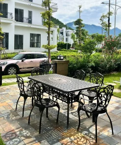 Bộ Bàn Ghế Nhôm Đúc Sân Vườn D175 6 Ghế