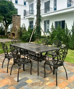 Bộ Bàn Ghế Nhôm Đúc Sân Vườn D175 6 Ghế