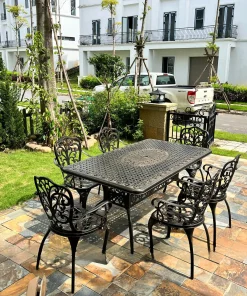 Bộ Bàn Ghế Nhôm Đúc Sân Vườn D175 6 Ghế