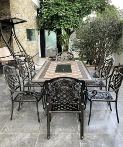 Bàn Ghế Nhôm Đúc Sân Vườn Có Bếp Nướng