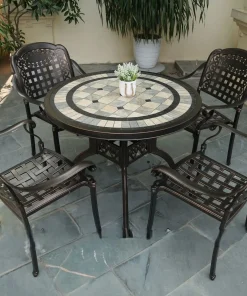 Bộ Bàn Ghế Nhôm Đúc Mặt Đá Xanh D94