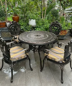 Bàn Ghế Ngoài Trời Nhôm Đúc 4 Ghế Tân Cổ Điển