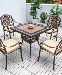 Bộ Bàn Nhôm Đúc Mặt Đá Vuông D90