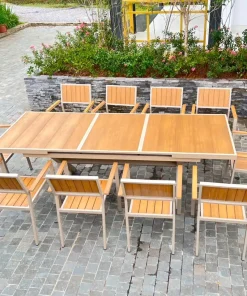 Bàn Ghế Sân Vườn Composit Thông Minh D180/240