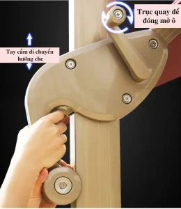 Dù lệch tâm tròn 3m xoay 360 hợp kim nhôm màu be ( nâu caphe )