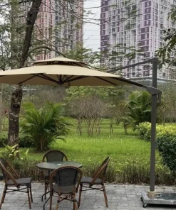 Dù Siêu Thị Nội Thất Nhập Khẩu lệch tâm tròn 3m xoay 360 hợp kim nhôm màu be ( nâu caphe )