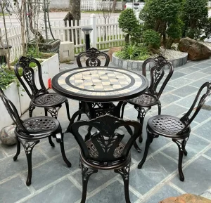 Bộ Bàn Ghế Ngoài Trời Mặt Đá 6 Ghế