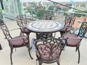 Bàn Ghế Nhôm Đúc Mặt Đá D94 6 Ghế