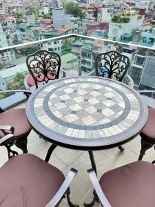 Bàn Ghế Nhôm Đúc Mặt Đá D94 6 Ghế