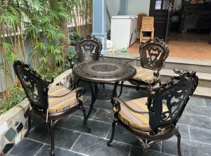 Bộ Bàn Ghế Sân Vườn D80 4 Ghế Tân Cổ Điển