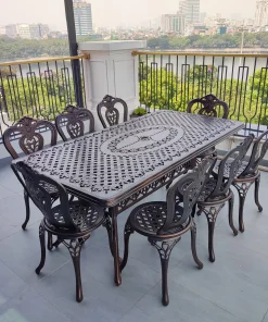 Bộ Bàn Ghế Sân Vườn Nhôm Đúc D175-8G