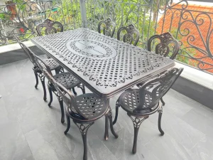 Bộ Bàn Ghế Sân Vườn Nhôm Đúc D175-8G