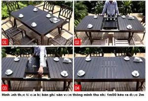 Bộ Bàn Ghế Ngoài Trời Thông Minh 180/240cm