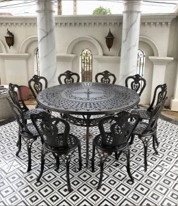 Bộ Bàn Ghế Sân Vườn Ngoài Trời Nhôm Đúc D150