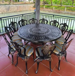 Bộ Bàn Ghế Sân Vườn Ngoài Trời Nhôm Đúc D150