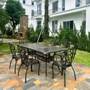 Bộ Bàn Ghế Nhôm Đúc Sân Vườn D175 6 Ghế