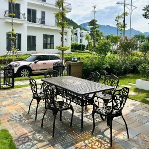 Bộ Bàn Ghế Nhôm Đúc Sân Vườn D175 6 Ghế