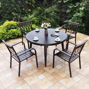 Bộ Bàn Ghế Sân Vườn Ngoài Trời Tròn D90