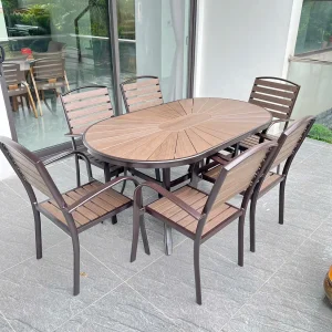 Bộ Bàn Ghế Sân Vườn Ngoài Trời Nan Nhựa D160