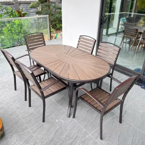 Bộ Bàn Ghế Sân Vườn Ngoài Trời Nan Nhựa D160