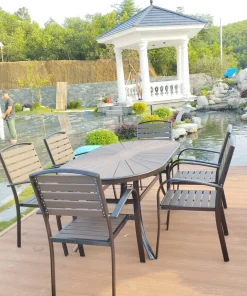 Bộ Bàn Ghế Sân Vườn Ngoài Trời Nan Nhựa D160