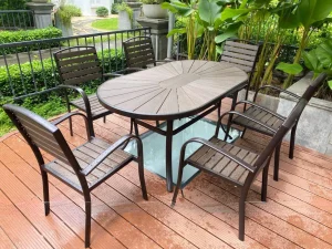 Bộ Bàn Ghế Sân Vườn Ngoài Trời Nan Nhựa D160