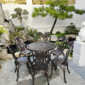 Bộ Bàn Ghế Sân Vườn Nhôm Đúc 6 Ghế D80