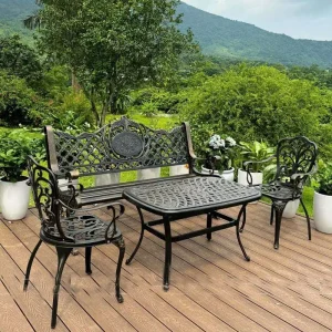 Bộ Bàn Ghế Công Viên Ngoài Trời Nhôm Đúc D102